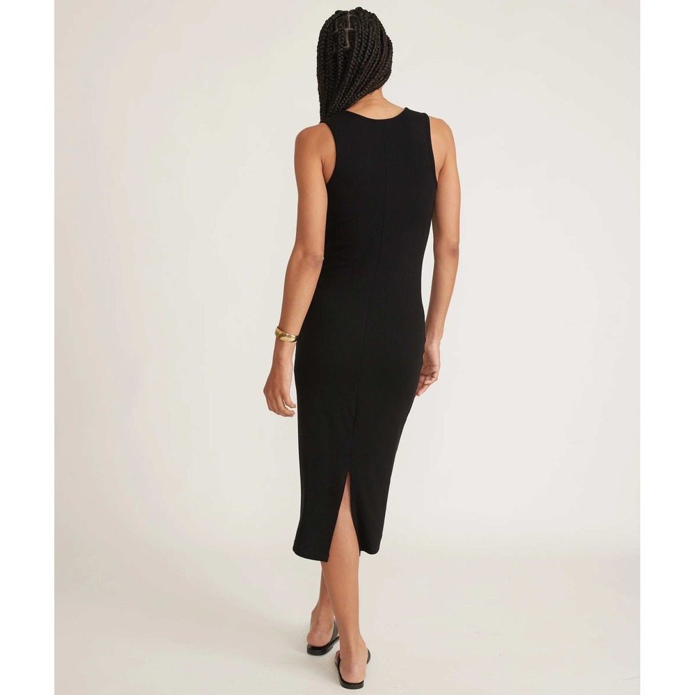 Marine Layer Lexi Daytime Midi Dress Black Ribbed M - Picture 2 of 12